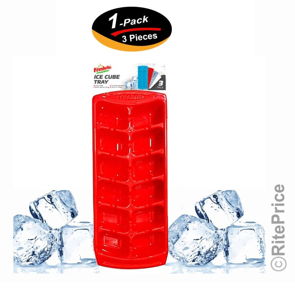 Ice Cube Trays Freezer & Dishwasher Safe Home Smart BPA Free 3 PCS SET (1Pack)